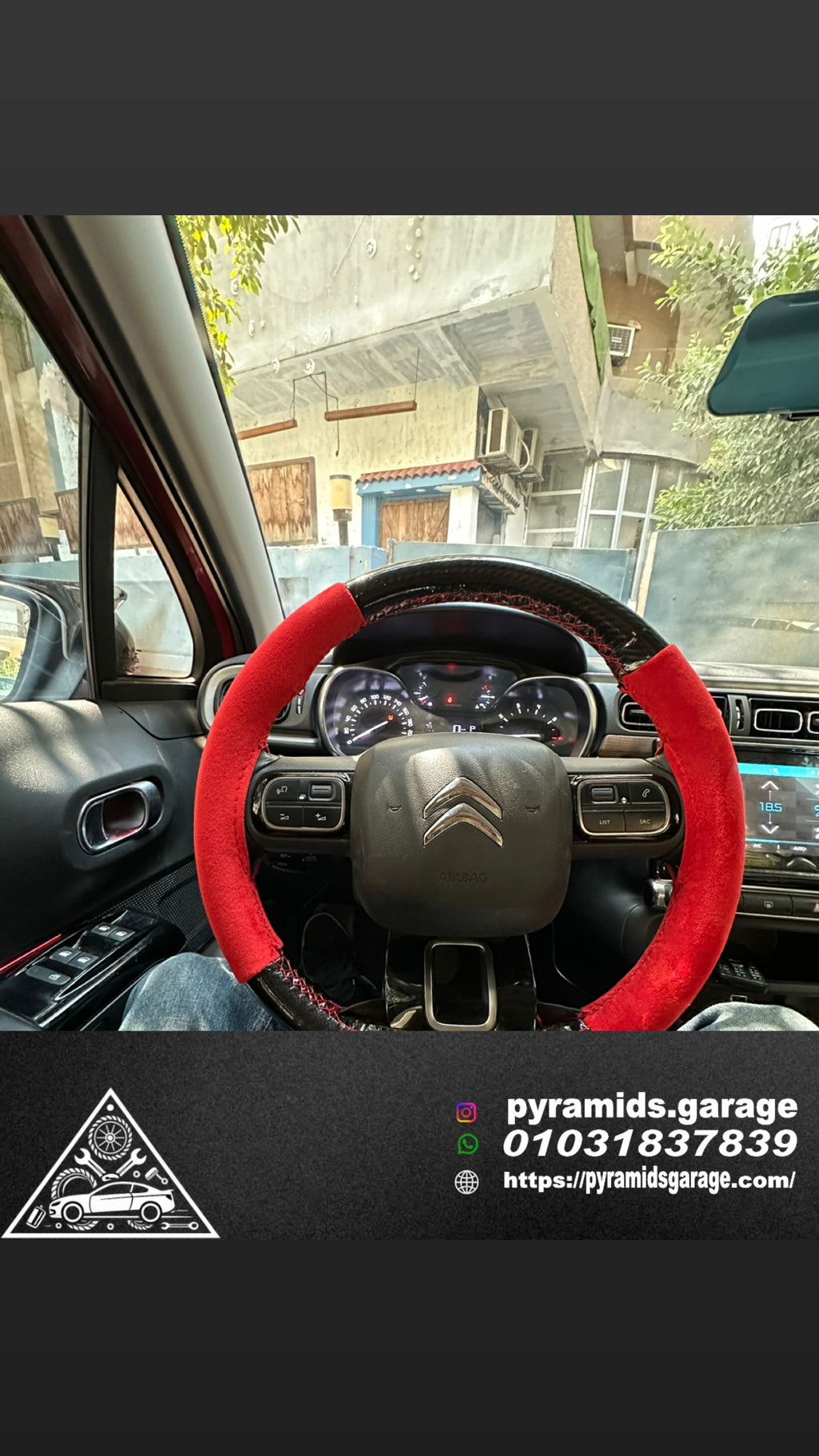 Red Carbon Fiber X Alcantara Steering wheel cover