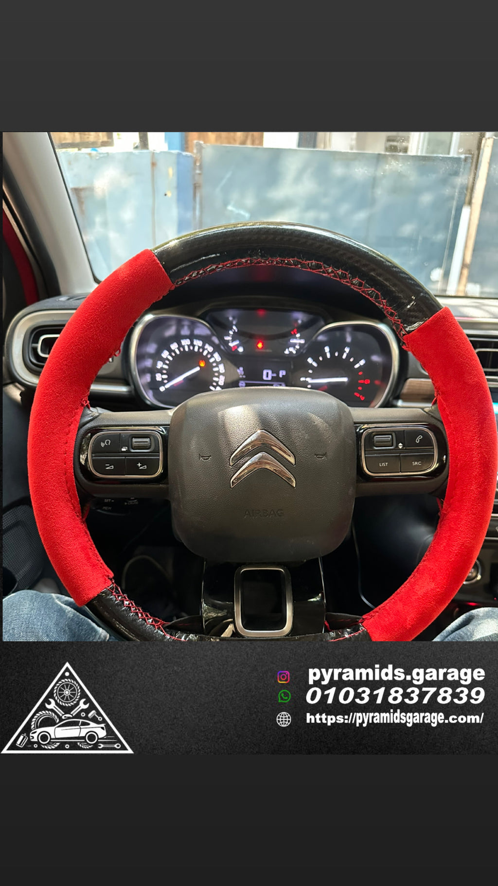 Red Carbon Fiber X Alcantara Steering wheel cover