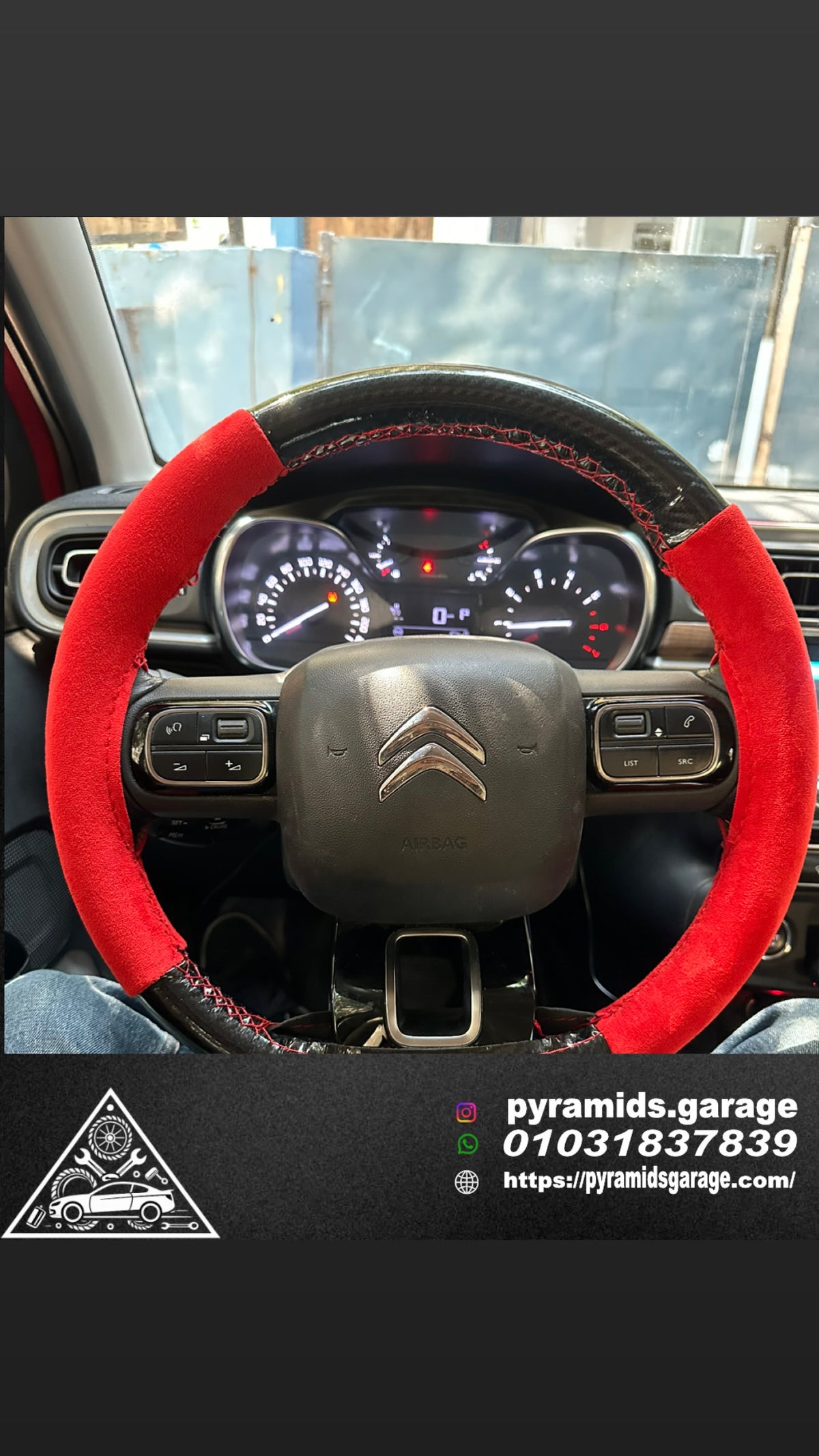 Red Carbon Fiber X Alcantara Steering wheel cover